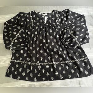 New Maurices Women’s Black Floral Print Balloon Sleeve Blouse Top 1X